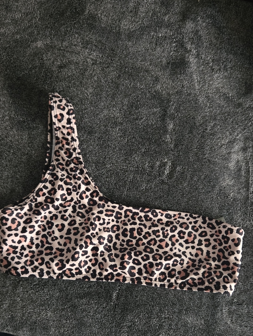 SHEIN One-Shoulder Leopard Print Bathing Suit in Tan and Black